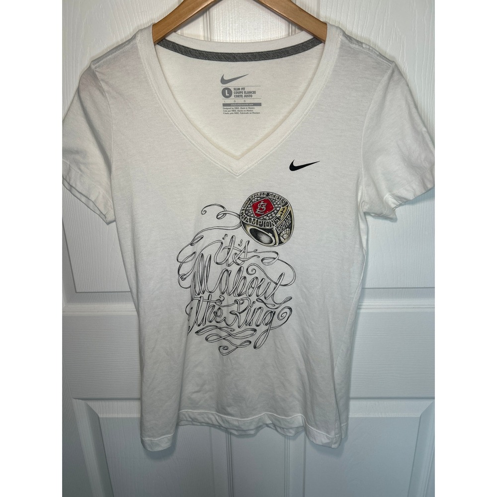 Nike T-Shirt St. Louis Cardinals 2011 World Series Large White Graphic Slim Fit